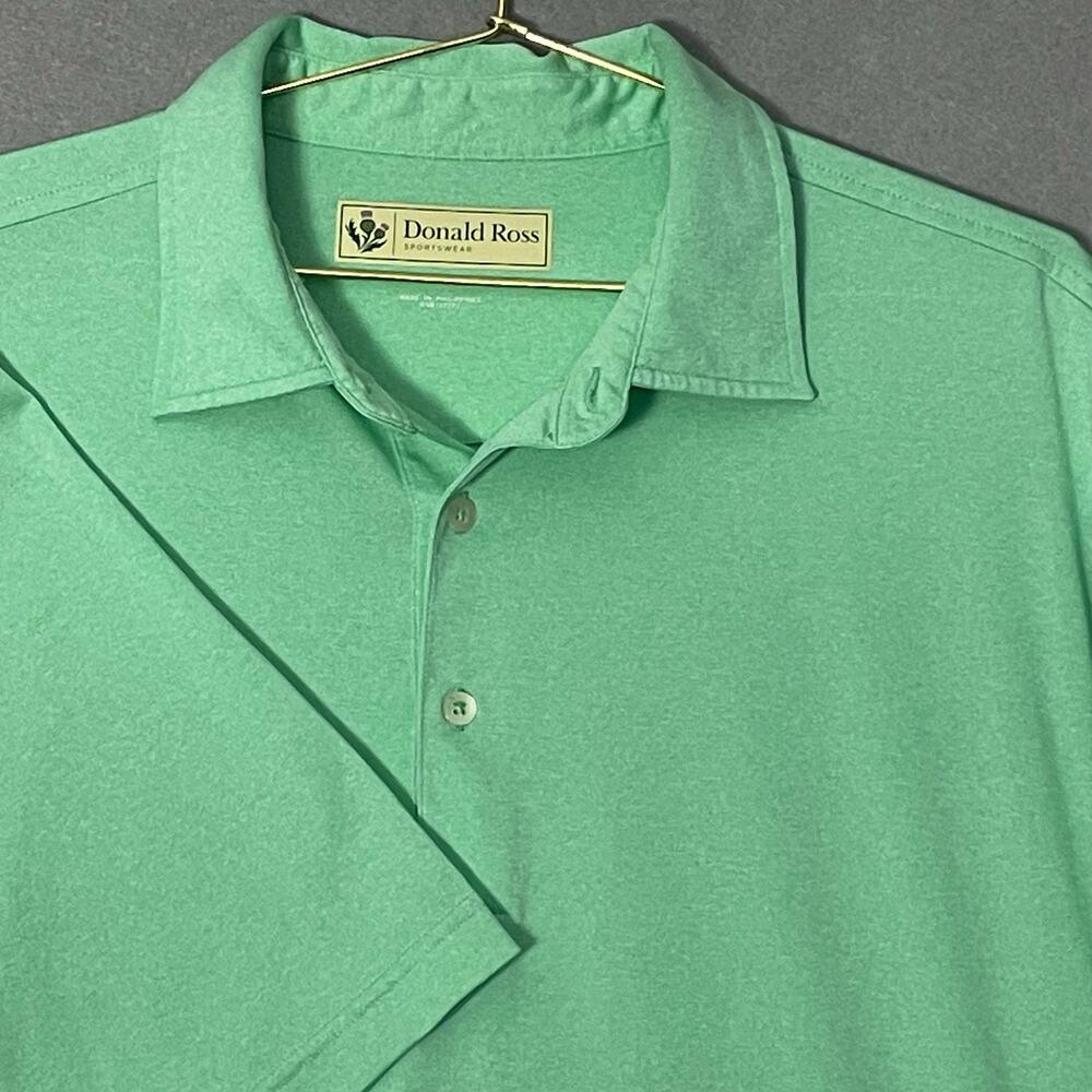Donald Ross Mens Classic Fit Heather Green Boston Polo Shirt Size Large